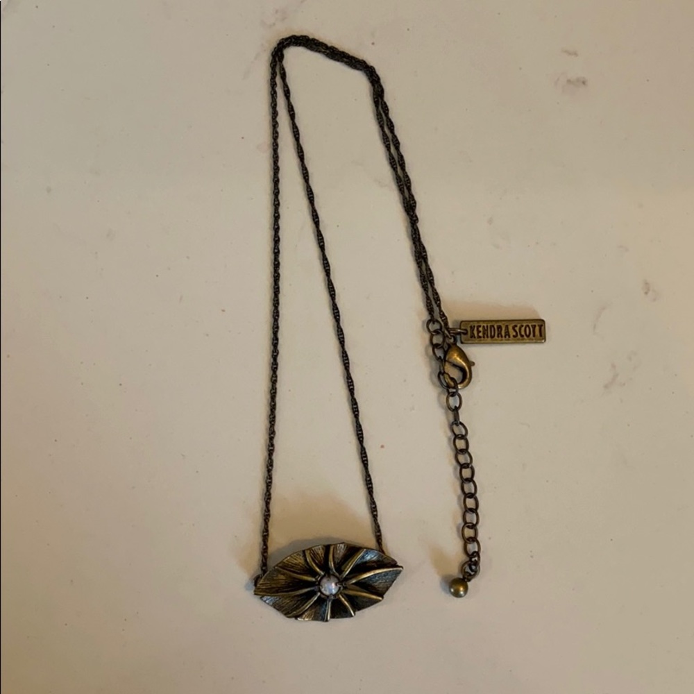 Kendra Scott vintage antique brass opal necklace